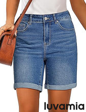 2025 Women's Casual Denim High Waist Pants Shorts Straight Leg Stretch Jeans