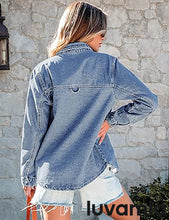 LUVAMIA Women's Relaxed Fit  Denim Slim Regular Pocket Jean Jacket Coat