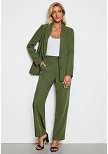 luvamia 2 Piece Outfits for Women Dressy Blazer Jackets High Waisted Straight Leg Pants Suits Set Business Casual Office