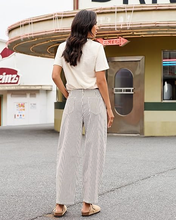 luvamia Barrel Jeans for Women Trendy Baggy Wide Leg Striped High Waisted Cropped Casual Pinstripe Stretchy Denim Pants