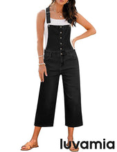 LUVAMIA Women Sleeveless Adjustable Strap One Piece Casual Denim Harem Overall