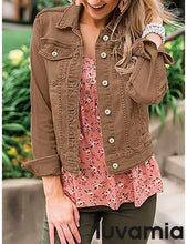 luvamia Women's Basic Button Down Stretch Fitted Long Sleeves Denim Jean Jacket