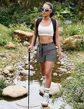luvamia Cargo Shorts for Women Mid Thigh High Rise Lightweight Quick Dry Hiking Shorts Women Zipper Pockets with Belt