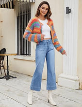 luvamia Wide Leg Jeans for Women Trendy High Waisted Flare Jeans Cropped Denim Pants Stretchy Baggy with Patch Pockets