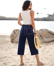 LUVAMIA Women's Comfy Denim High Waist Vintage Wide Leg Capri Jeans