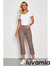 luvamia Capri Jeans for Women High Waisted Slim Straight Stretchy Denim Capris Pants Welt Pockets Casual Cropped Jeans