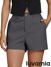 LUVAMIA Women's Shorts High Waist Zipper Closure Elastic Band Waistband Casual Wear Short Pants