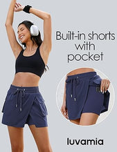 LUVAMIA Women's Active Breathable High Waisted Regular Relaxed Fit Shorts Skort.