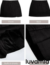 luvamia Skorts Skirts for Women Denim Mini Skirt Side Slit with High Waisted Jean Shorts Stretchy