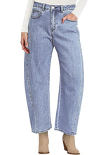 LUVAMIA Women's Barrel Style High Waist Jeans Regular Fit Slight Stretch with pocket