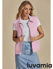 Women's Lapel Sleeveless Business Casual Moderate Cardigan With Pocket