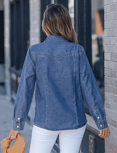 luvamia FleXclusive Denim Shirts for Women Long Sleeve Button Down Chambray Relaxed Fit Western Jean Shirts Casual Collared Jean Top