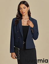 LUVAMIA Women Suit Jacket Double-Breasted Business Casual Long Sleeve Suiting Blazers