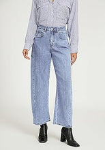 LUVAMIA Women's Barrel Style High Waist Jeans Regular Fit Slight Stretch with pocket