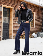 luvamia Flare Jeans for Women Thin Fleece Lined High Waisted Wide Leg Trendy Fall Stretchy Denim Pants Trouser Jeans