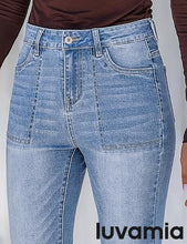 luvamia Bootcut Jeans for Women Trendy High Waisted Classic Boot Cut Stretchy Denim Pants Patch Pocket Trouser Jeans