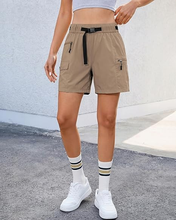 luvamia Cargo Shorts for Women Mid Thigh High Rise Lightweight Quick Dry Hiking Shorts Women Zipper Pockets with Belt