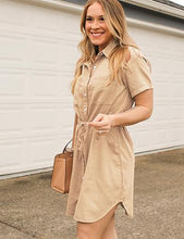 luvamia Women Casual Denim Dress Short Sleeve Tie Waist Classic Jean Shirt Dress