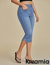 LUVAMIA Women Skinny Capri High Rise Denim Stretch Cropped Jeans