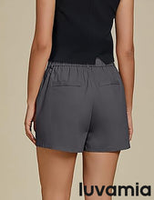 LUVAMIA Women's Shorts High Waist Zipper Closure Elastic Band Waistband Casual Wear Short Pants