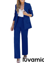 luvamia 2 Piece Outfits for Women Dressy Blazer Jackets High Waisted Straight Leg Pants Suits Set Business Casual Office