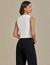 LUVAMIA Women's  Relaxed Fit Crop Sleeveless Button Soft Vest Top