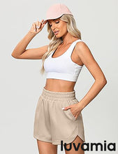 LUVAMIA Women's Brief High-Waisted Elastic-Waist Athletic Wide-Leg Shorts