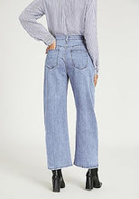 LUVAMIA Women's Barrel Style High Waist Jeans Regular Fit Slight Stretch with pocket