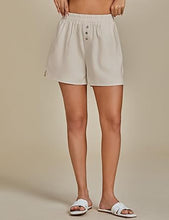 2025 Women's Relaxed Lightweight Shorts with Elastic Waistband and Front Button