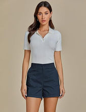 LUVAMIA Women's High Waisted Lightweight Quick Dry Relaxed Fit Shorts Summer Folded Hem.