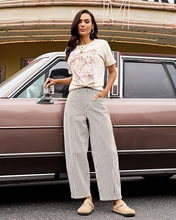 luvamia Barrel Jeans for Women Trendy Baggy Wide Leg Striped High Waisted Cropped Casual Pinstripe Stretchy Denim Pants
