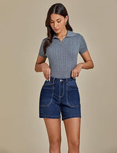 Women's Denim Mid Waist Shorts Regular Fit Summer Pocket Walkshorts