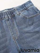 LUVAMIA Women's Denim Elastic Waist Walkshorts with Pockets