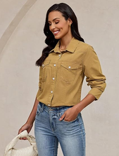 luvamia FleXclusive Denim Shirts for Women Long Sleeve Button Down Chambray Relaxed Fit Western Jean Shirts Casual Collared Jean Top
