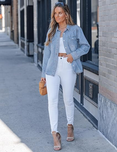 luvamia FleXclusive Denim Shirts for Women Long Sleeve Button Down Chambray Relaxed Fit Western Jean Shirts Casual Collared Jean Top