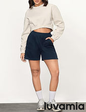 LUVAMIA Women's High Waist Elastic Waistband Shorts Regular Comfort Silhouette