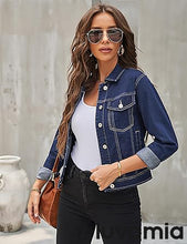 luvamia Women's Basic Button Down Stretch Fitted Long Sleeves Denim Jean Jacket