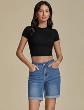 2025 Women's Casual Denim High Waist Pants Shorts Straight Leg Stretch Jeans