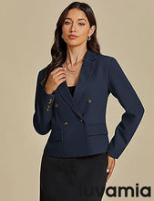 LUVAMIA Women Suit Jacket Double-Breasted Business Casual Long Sleeve Suiting Blazers