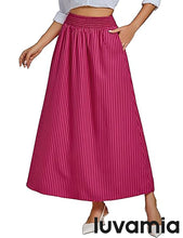 LUVAMIA Women's Summer Long Lightweight Flowy Skirt Stripe Maxi Fashion