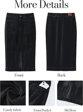 LUVAMIA Women's Skirts High Waisted Below Knee Split Hem Denim Bodycon Midi