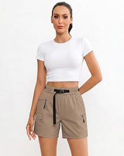 luvamia Cargo Shorts for Women Mid Thigh High Rise Lightweight Quick Dry Hiking Shorts Women Zipper Pockets with Belt