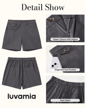 LUVAMIA Women's Shorts High Waist Zipper Closure Elastic Band Waistband Casual Wear Short Pants