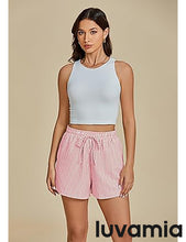 LUVAMIA Women's Casual Drawstring Relaxed Fit Belted Shorts