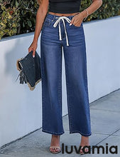 luvamia FleXclusive Wide Leg Jeans Woman High Waisted Trendy Drawstring Stretchy Denim Pants Relaxed Fit Trouser Jeans