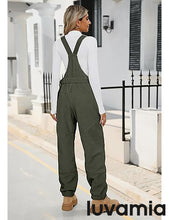 Women's No Stretch Adjustable Fleece Overalls Casual Jumpsuits With Pockets