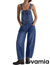 luvamia FleXclusive Denim Overalls for Women Barrel Leg Baggy Loose Fit Bib Stretchy Jean Jumpsuit Adjustable Strap Casual Overall