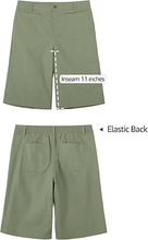luvamia Bermuda Shorts for Women Knee Length High Waisted Dressy Casual Patch Pocket Chino Elastic Waist Long Shorts