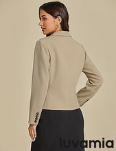 LUVAMIA Women Suit Jacket Double-Breasted Business Casual Long Sleeve Suiting Blazers