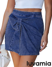 luvamia Jean Skorts for Woman High Rise Mini Skirt Bow Short Stretch Denim Skirts with Shorts Underneath Country Concert